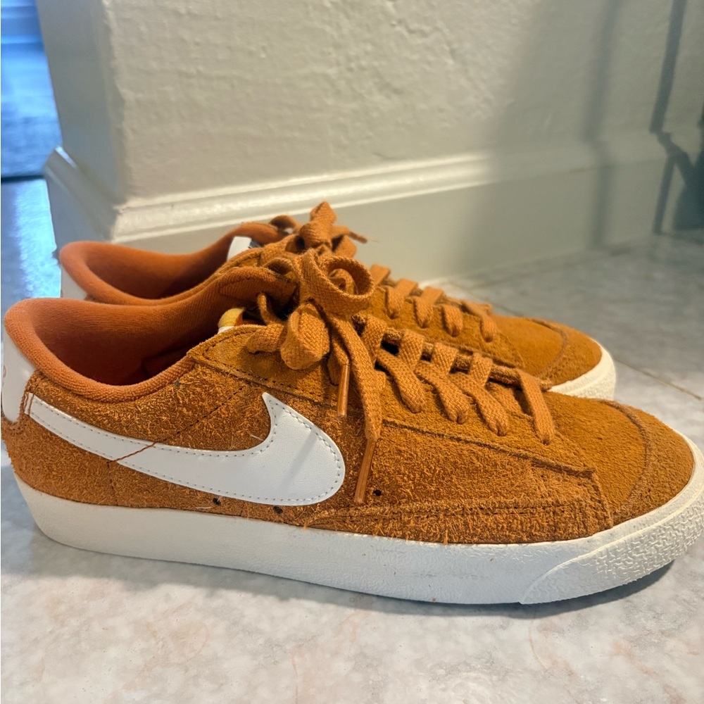 Nike Suede Sneakers in Burnt Orange with White Swoosh